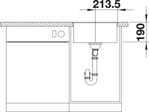 BLANCO Subline 400-F Silgranit PuraDurII Granitsple Flchenbndig Ablaufsystem InFino mit Handbettigung