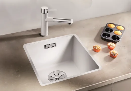 BLANCO Subline 320-F Silgranit PuraDurII Granitsple Flchenbndig Ablaufsystem InFino mit Handbettigung