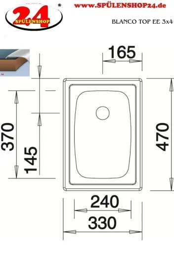 ✅ BLANCO Kchensple TOP EE 3x4 Edelstahlsple / Einbausple Ablauf mit Gummistopfen