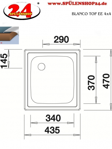 BLANCO Küchenspüle TOP EE 4x4 Edelstahlspüle / Einbauspüle Ablauf mit Gummistopfen