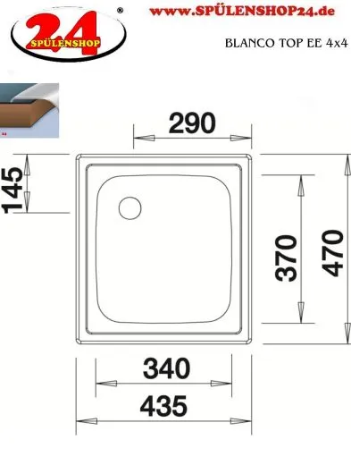 BLANCO Kchensple TOP EE 4x4 Edelstahlsple / Einbausple Ablauf mit Gummistopfen