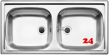 BLANCO Kchensple TOP EZ 8x4 ohne Hahnlochbohrung Edelstahlsple / Doppelbecken Ablauf mit Gummistopfen