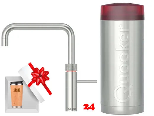 QUOOKER FUSION Square Combi B Einhebelmischer Edelstahl & 100�C Armatur Kochendwasserhahn (COMBIFNSSST)