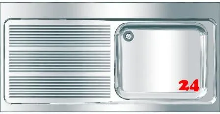 KWC PROFESSIONAL Maxima MAXL 117-140-BR Gewerbesple Auflage / Abdeckung fr Spltisch Becken rechts (1400x700mm)