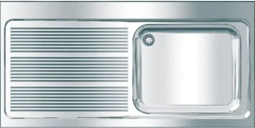 KWC PROFESSIONAL Maxima MAXL 117-140-BR Gewerbesple Auflage / Abdeckung fr Spltisch Becken rechts (1400x700mm)