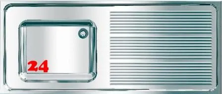 KWC PROFESSIONAL Maxima MAXS 112-140-BL Gewerbesple Auflage / Abdeckung fr Spltisch Becken links (1400x600mm)