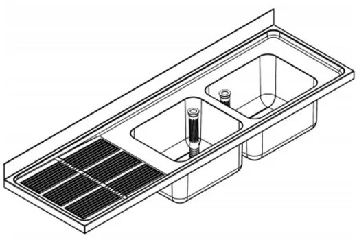 KWC PROFESSIONAL Maxima MAXS 217-200-BR Gewerbesple Auflage / Abdeckung fr Spltisch Becken rechts (2000x600mm)