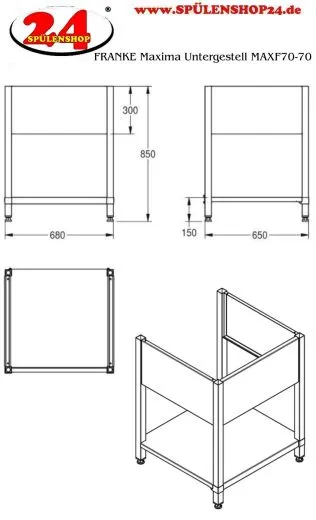 KWC PROFESSIONAL Maxima Untergestell MAXF70-70 passend zu Maxima Gewerbesplen MAXL100-70
