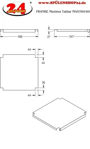KWC PROFESSIONAL Maxima Tablar MAXT60-60 passend zum Untergestell MAXF60-60
