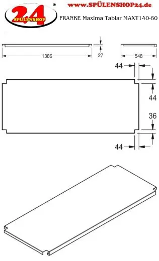KWC PROFESSIONAL Maxima Tablar MAXT140-60 passend zum Untergestell MAXF140-60