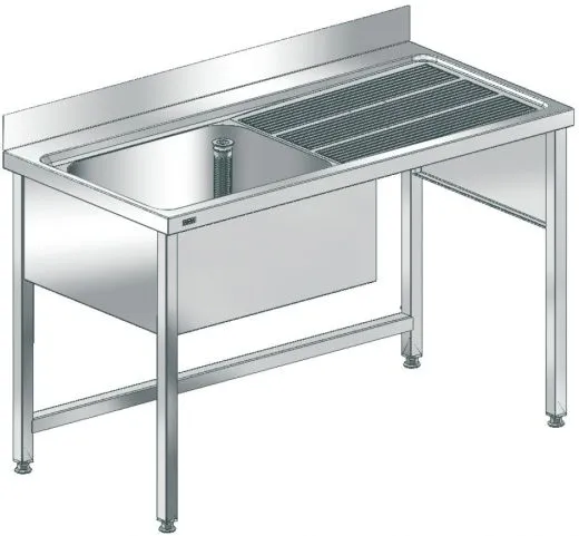 KWC PROFESSIONAL Spltisch Maxima MAXL 140-70FDW mit Untergestell-BL Gewerbesple / Becken links mit Ausnehmung fr Geschirrspler (1400x700mm)