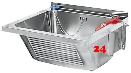 KWC PROFESSIONAL Sirius Universalwaschtrog LTJ450 Ausgussbecken fr Wandmontage Frontschrze mit Lngsriffel
