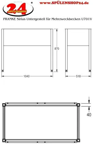 KWC PROFESSIONAL Sirius Untergestell fr Mehrzweckbecken U701V passend Sirius Reinigungsbecken BS351 / BS352