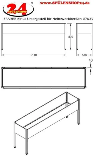 KWC PROFESSIONAL Sirius Untergestell fr Mehrzweckbecken U702V passend Sirius Reinigungsbecken BS353