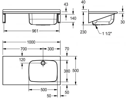 KWC PROFESSIONAL Sirius Mehrzweckbecken BS332 fugenlos verschweiter Waschtrog fr Wandmontage Becken rechts