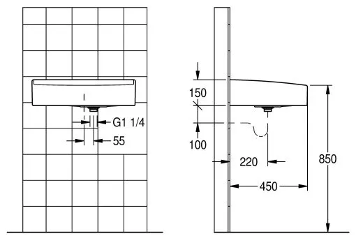 KWC PROFESSIONAL Klassenzimmerbecken ANMW322 MIRANIT fr Wandmontage rechteckige Mulde