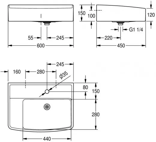 KWC PROFESSIONAL Klassenzimmerbecken ANMW322 MIRANIT fr Wandmontage rechteckige Mulde