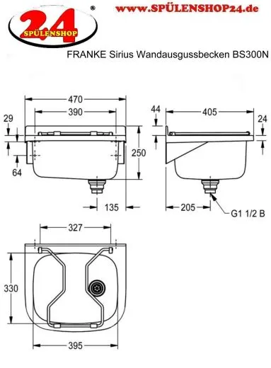 KWC PROFESSIONAL Sirius Wandausgussbecken BS300N fugenlos verschweites Ausgussbecken fr Wandmontage