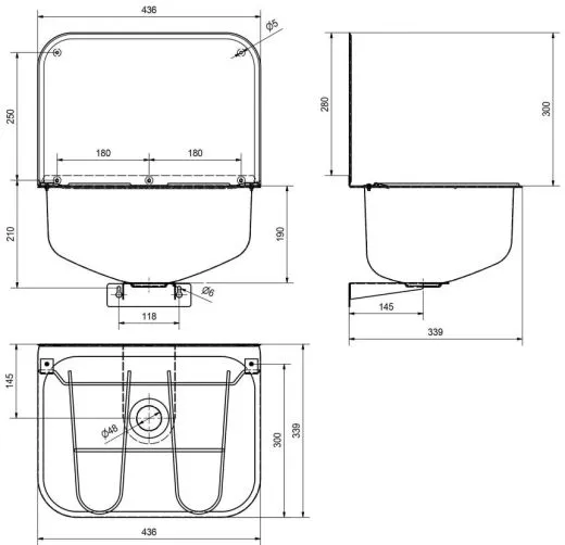 KWC PROFESSIONAL Sirius Wandausgussbecken WB440COP Ausgussbecken fr Wandmontage mit Klapprost und Spritzwand