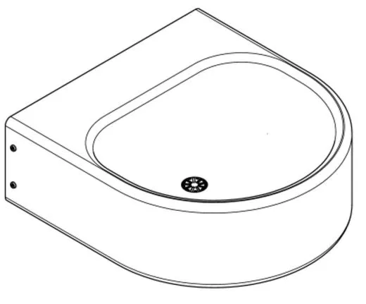 KWC PROFESSIONAL Anima Einzelwaschtisch ANMX460 fr Wandmontage fugenlos eingeschweites Becken ohne Hahnlochbohrung