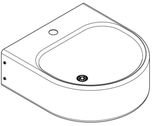 KWC PROFESSIONAL Anima Einzelwaschtisch ANMX461 fr Wandmontage fugenlos eingeschweites Becken mit Armaturenbohrung  35mm