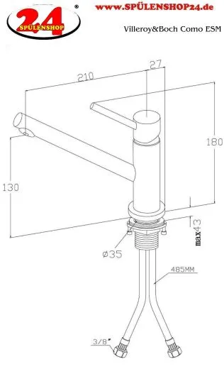 Villeroy & Boch Kchenarmatur Como Einhebelmischer Edelstahl massiv mit Festauslauf