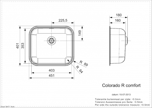 REGINOX Kchensple Colorado Comfort (R) Einbausple Edelstahl mit Einbaurand Siebkorb als Stopfenventil