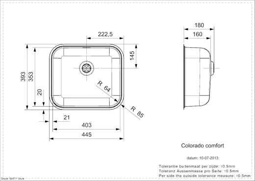 REGINOX Kchensple Colorado Comfort (L) OKG Einbausple Edelstahl 3 in 1 mit Flachrand Siebkorb als Stopfenventil