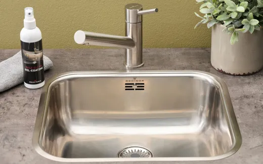 REGINOX K�chensp�le Colorado Comfort (L) OKG Einbausp�le Edelstahl 3 in 1 mit Flachrand Siebkorb als Stopfenventil