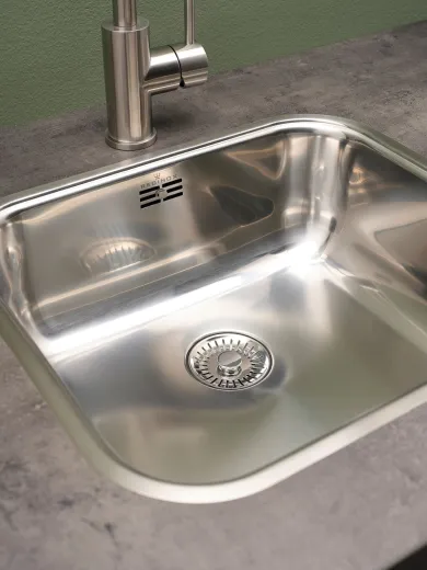 REGINOX K�chensp�le Colorado Comfort (L) OKG Einbausp�le Edelstahl 3 in 1 mit Flachrand Siebkorb als Stopfenventil