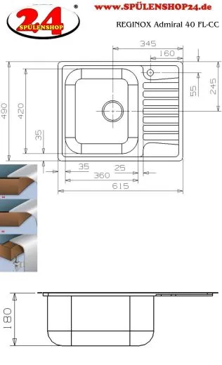 ✅ REGINOX Clean & Care Admiral 40 FL-CC Einbausple Edelstahl mit Flachrand ohne berlauf medizinischer Bereich