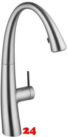 KWC Kchenarmatur Zoe 10.201.102.127FL Einhebelmischer Decor Steel mit Geschirrbrause Griffposition auswhlbar (122931)