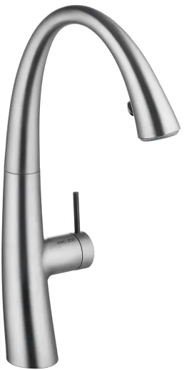 KWC Kchenarmatur Zoe 10.201.102.127FL Einhebelmischer Decor Steel mit Geschirrbrause Griffposition auswhlbar (122931)
