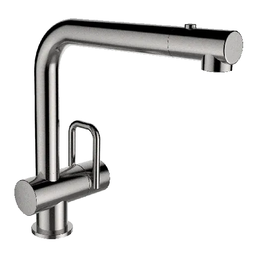 LAUFEN ARWA Kchenarmatur Twin HF989683441001 Edelstahl massiv Einhebelmischer / Spltischarmatur mit Zugauslauf und Umstellbrause