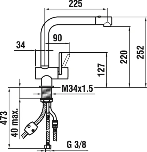 LAUFEN ARWA Kchenarmatur Twin HF989683441001 Edelstahl massiv Einhebelmischer / Spltischarmatur mit Zugauslauf und Umstellbrause