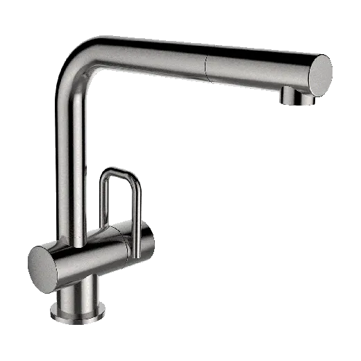 LAUFEN ARWA Kchenarmatur Twin HF989693441001 Edelstahl massiv Einhebelmischer / Spltischarmatur mit Zugauslauf als Schlauchbrause