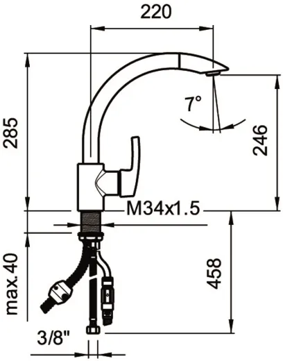 LAUFEN ARWA Kchenarmatur Surf HF919615100001 Chrom Einhebelmischer / Spltischarmatur mit Zugauslauf