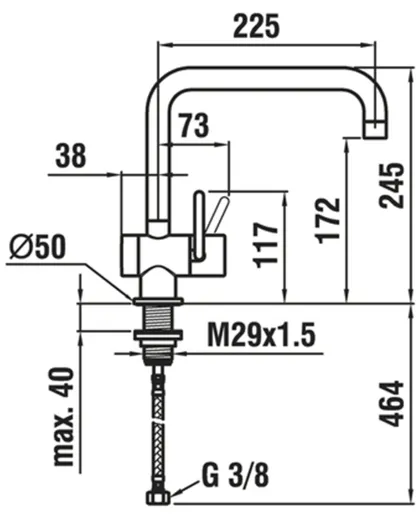 LAUFEN ARWA Kchenarmatur Twin HF989532100001 Chrom Einhebelmischer / Spltischarmatur mit Festauslauf
