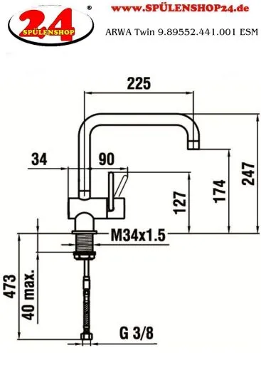LAUFEN ARWA Kchenarmatur Twin HF989552441001 Edelstahl massiv Einhebelmischer / Kchenarmatur mit Festauslauf