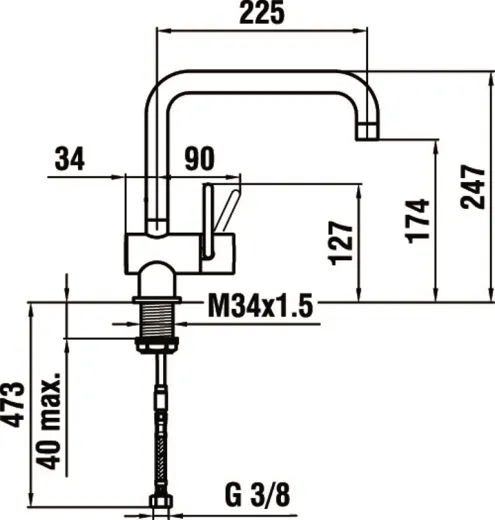 LAUFEN ARWA Kchenarmatur Twin HF989552441001 Edelstahl massiv Einhebelmischer / Kchenarmatur mit Festauslauf