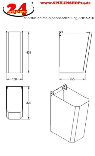 KWC PROFESSIONAL Anima Siphonabdeckung ANMX210 passend zu Einzelwaschtisch WT600C / -M