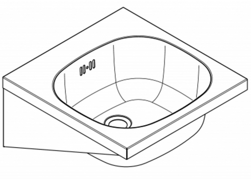 KWC PROFESSIONAL Anima Einzelwaschtisch WT400A-M fr Wandmontage fugenlos eingeschweites Becken mit Armaturenbohrung  35mm