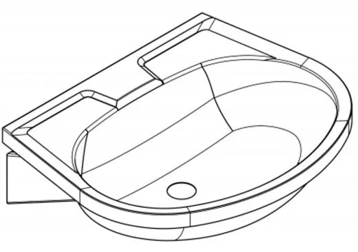KWC PROFESSIONAL Anima Handwaschbecken BS204 fr Wandmontage fugenlos eingeschweites Becken ohne berlauf und ohne Hahnlochbohrung