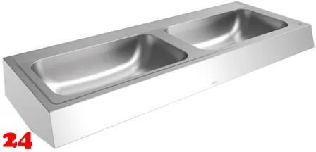 KWC PROFESSIONAL Anima Waschtisch CM1400N Reihenwaschtisch CONFORT 2 Becken f�r Wandmontage ohne �berlauf und ohne Hahnlochbohrung (360000552)