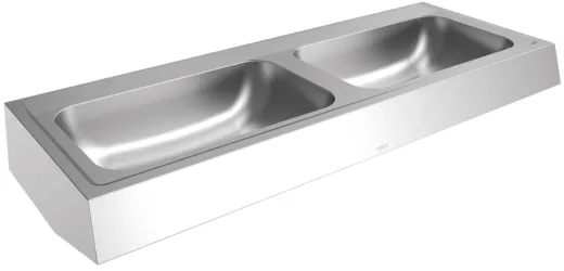 KWC PROFESSIONAL Anima Waschtisch CM1400N Reihenwaschtisch CONFORT 2 Becken f�r Wandmontage ohne �berlauf und ohne Hahnlochbohrung (360000552)