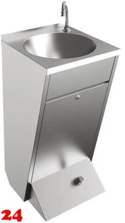 KWC PROFESSIONAL Anima Einzelwaschtisch LP21 fr Wandmontage fugenlos eingeschweites Rundbecken mit Selbstschlussarmatur und Fubettigung