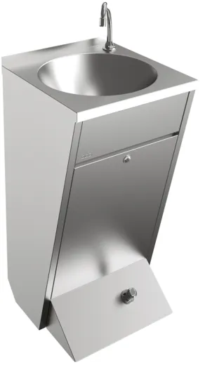 KWC PROFESSIONAL Anima Einzelwaschtisch LP21 fr Wandmontage fugenlos eingeschweites Rundbecken mit Selbstschlussarmatur und Fubettigung