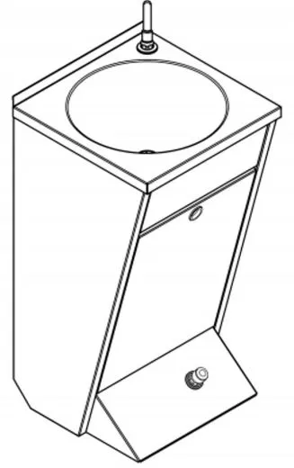 KWC PROFESSIONAL Anima Einzelwaschtisch LP21 fr Wandmontage fugenlos eingeschweites Rundbecken mit Selbstschlussarmatur und Fubettigung