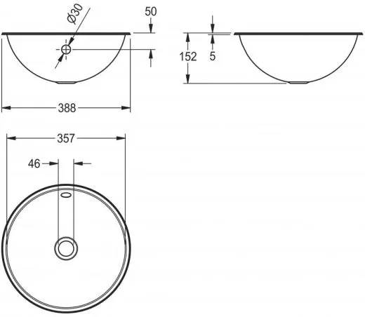KWC PROFESSIONAL Rondo Rundbecken RNDX360 Einbau-/ Unterbaubecken seidenmatt berlauf rund