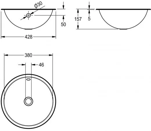 KWC PROFESSIONAL Rondo Rundbecken RNDH381 Einbau-/ Unterbaubecken hochglanzpoliert berlauf rund